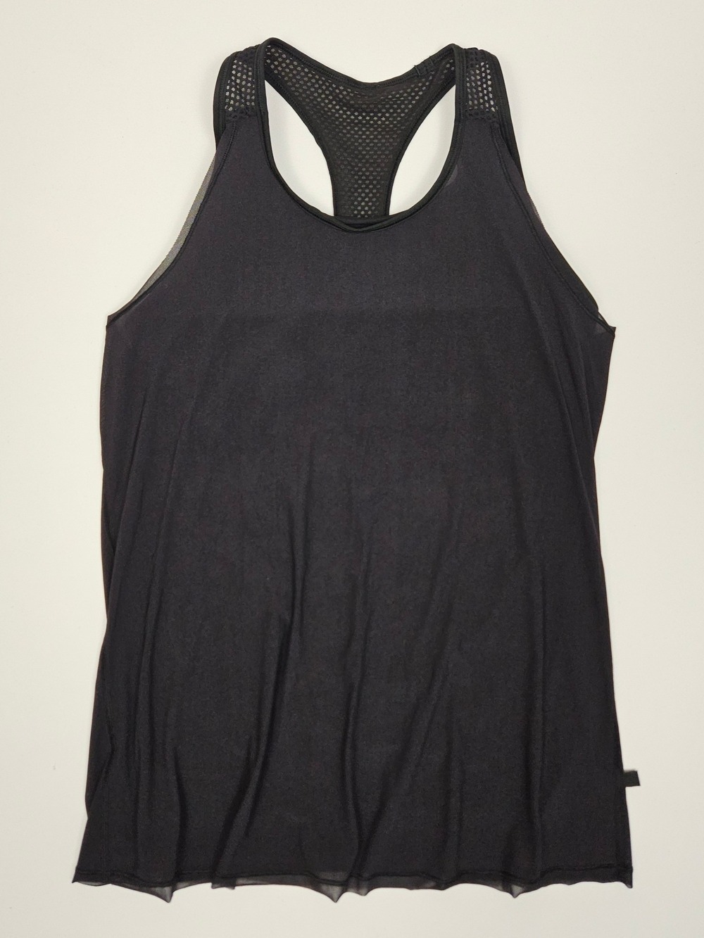 Lululemon Black Racerback Tank Top Built In Bra Mesh Back Size 8